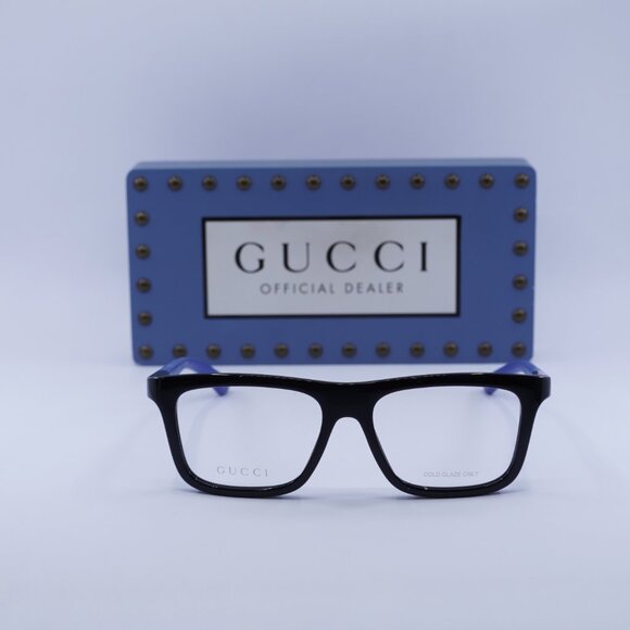 Gucci GG1737O 003 Rectangle Eyeglasses - Black/Blue 54mm - Picture 3 of 11